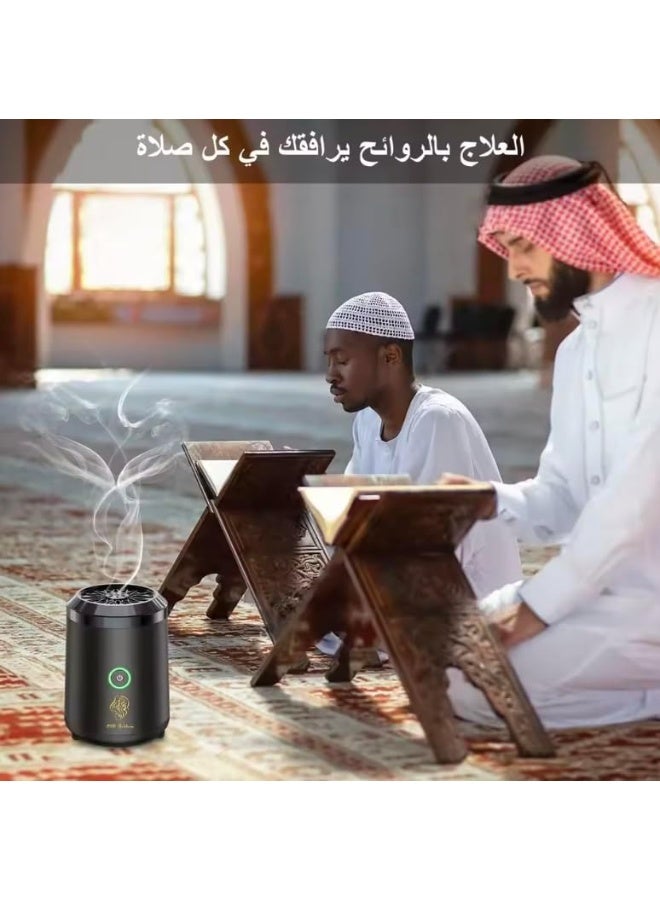 عود بخور لاب مبخرة صغيرة تعمل بمنفذ USB، كهربائية أصلية، معطرة بعطور رمضان العربية، للاستخدام المنزلي والمكتبي والسيارة، قابلة لإعادة الشحن، محمولة (لون أسود ملكي). - Image 2